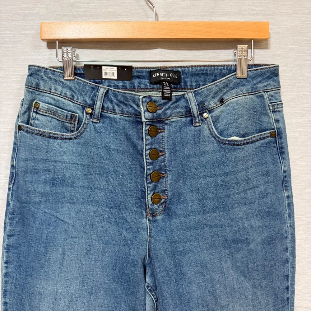 Kenneth Cole New York Womens High Rise Straight Leg Button Fly Jean size 12